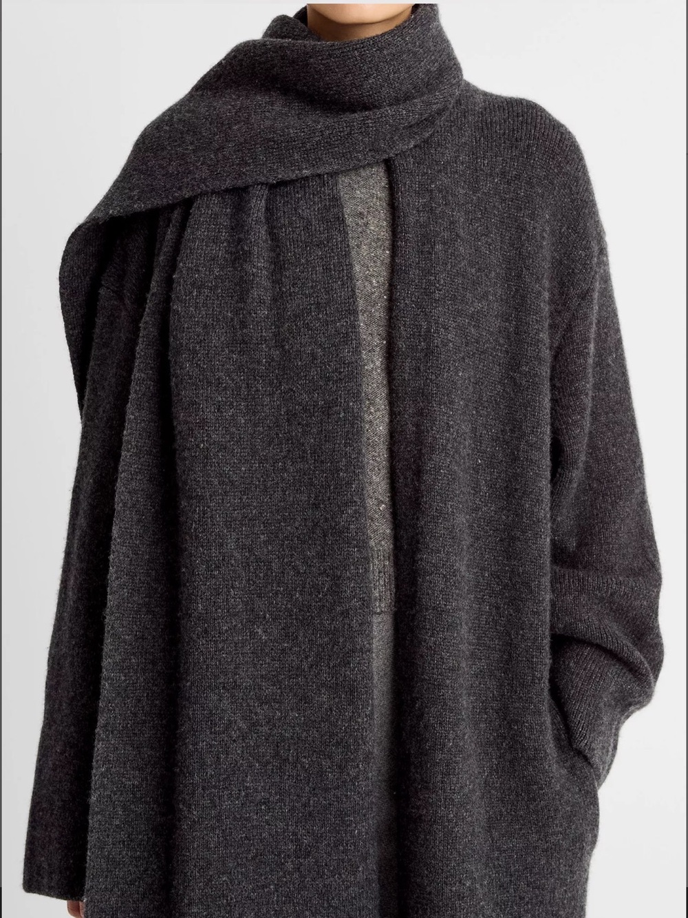 Vince Charcoal Wool Blend Draped Car Sweater Coat NWT - Picture 2 of 9